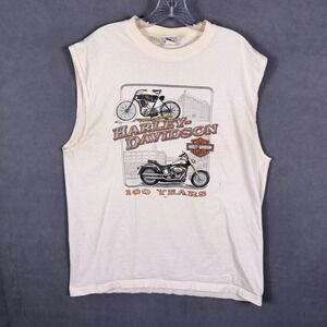 VTG Y2K Harley Davidson Mens XL Sleeveless T-Shirt Beers Utah Double Sided 2003